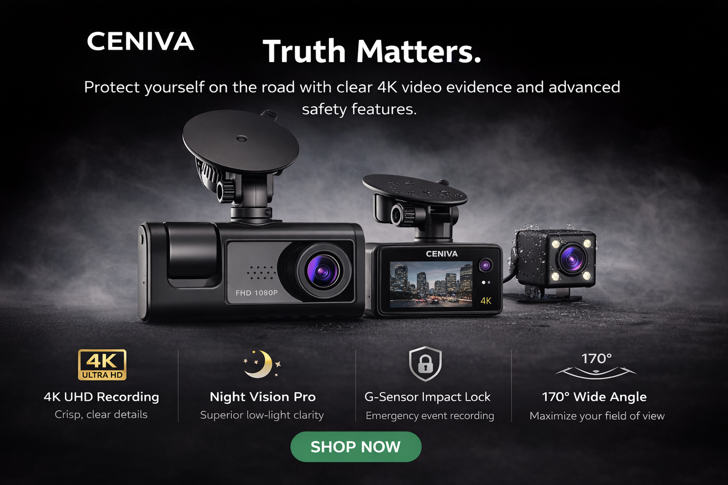 CENIVA Full HD 1080P Çift Yönlü Araç İçi Kamera Seti